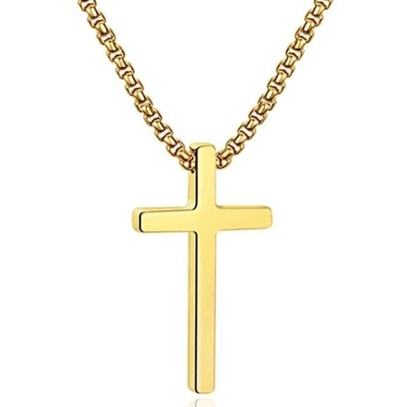 Men’s Gold Cross Necklace - Picture 7 of 14